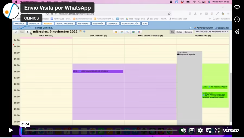 Recordatori de visita per WhatsApp